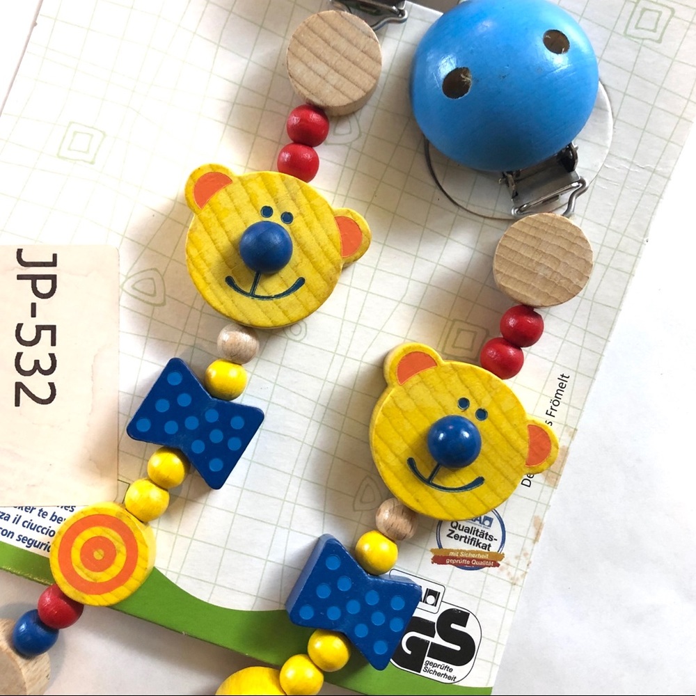 HABA wood pacifier chains with clips